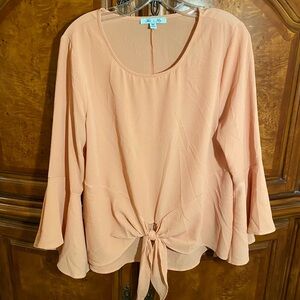 Peach Tie-Front Blouse